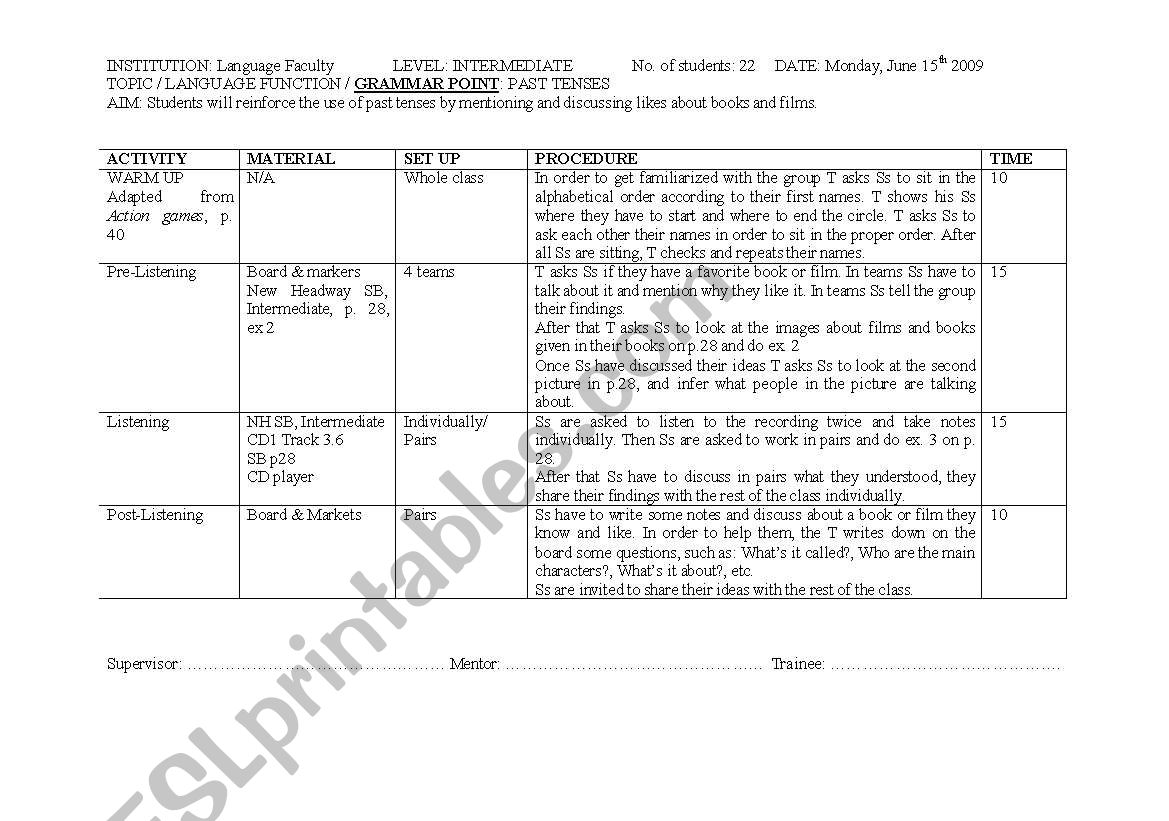 PAST TENSES worksheet