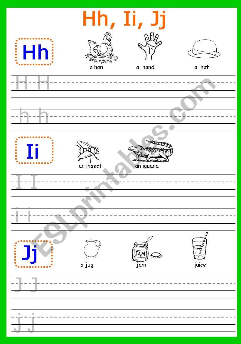 Hh, Ii, Jj, Kk, Ll, Mm writing. PART 3 (5 pages)