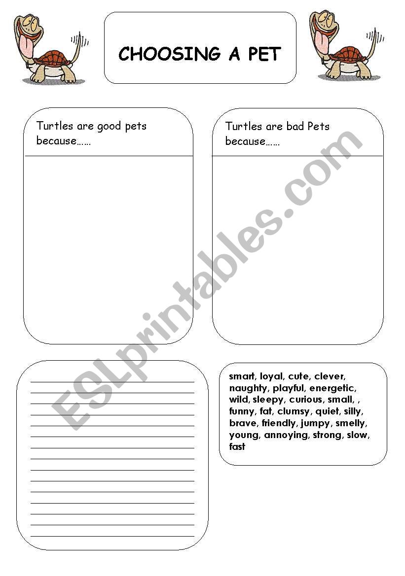 Choosing a Pet worksheet