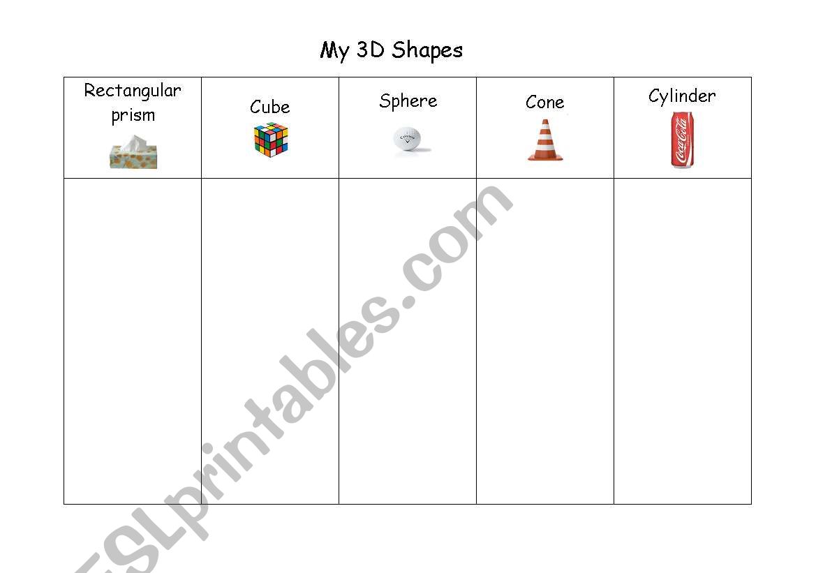3D Shapes- two pages worksheet