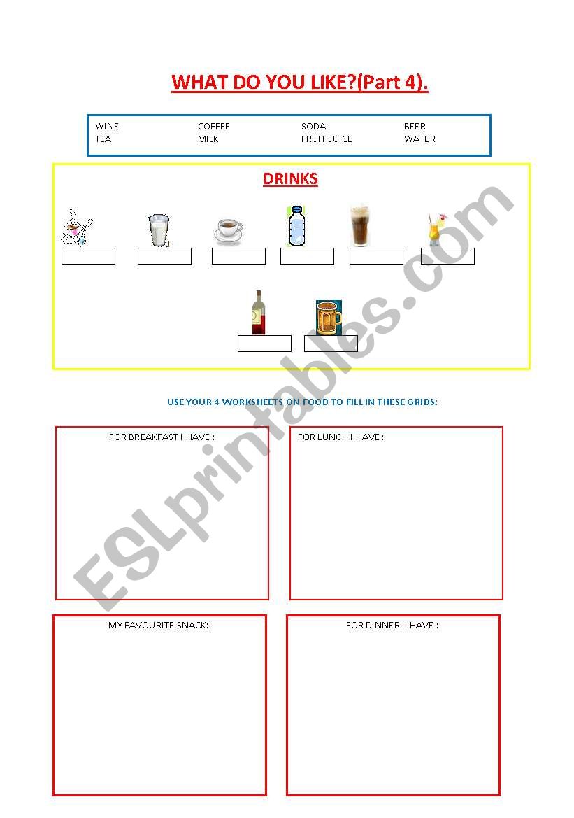 Food (4/6) : drinks worksheet