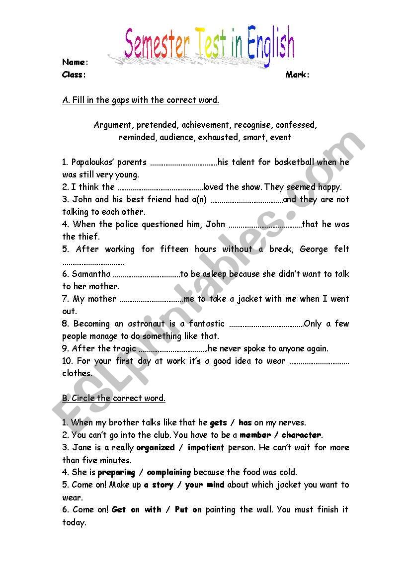 Test worksheet