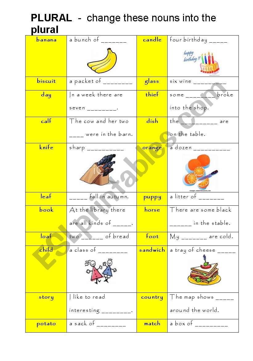 Plural Nouns worksheet