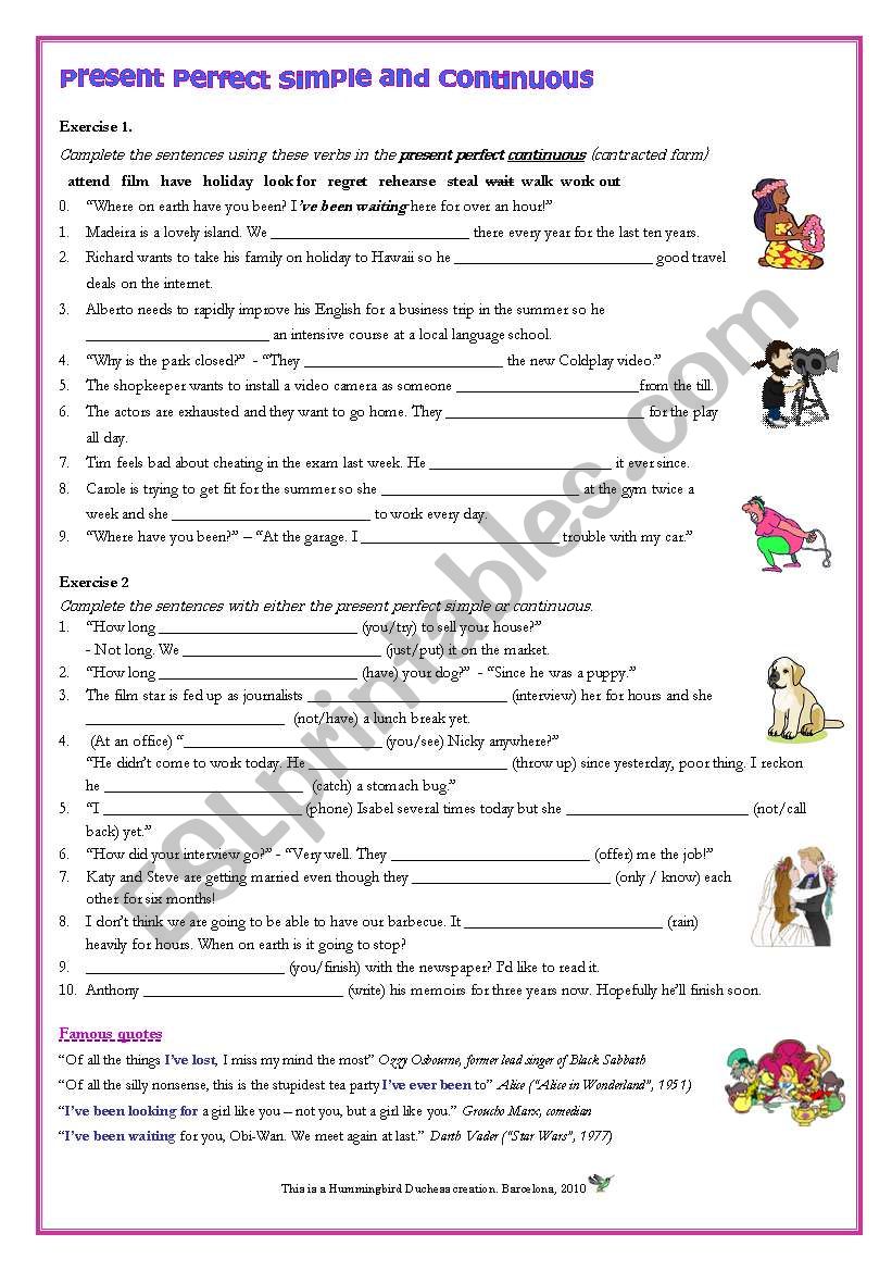 Present Perfect Simple and Present Perfect Continuous - For Adult Learners