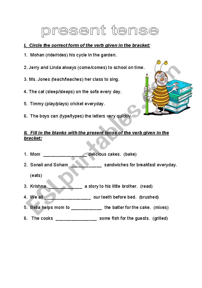 Present tense worksheet