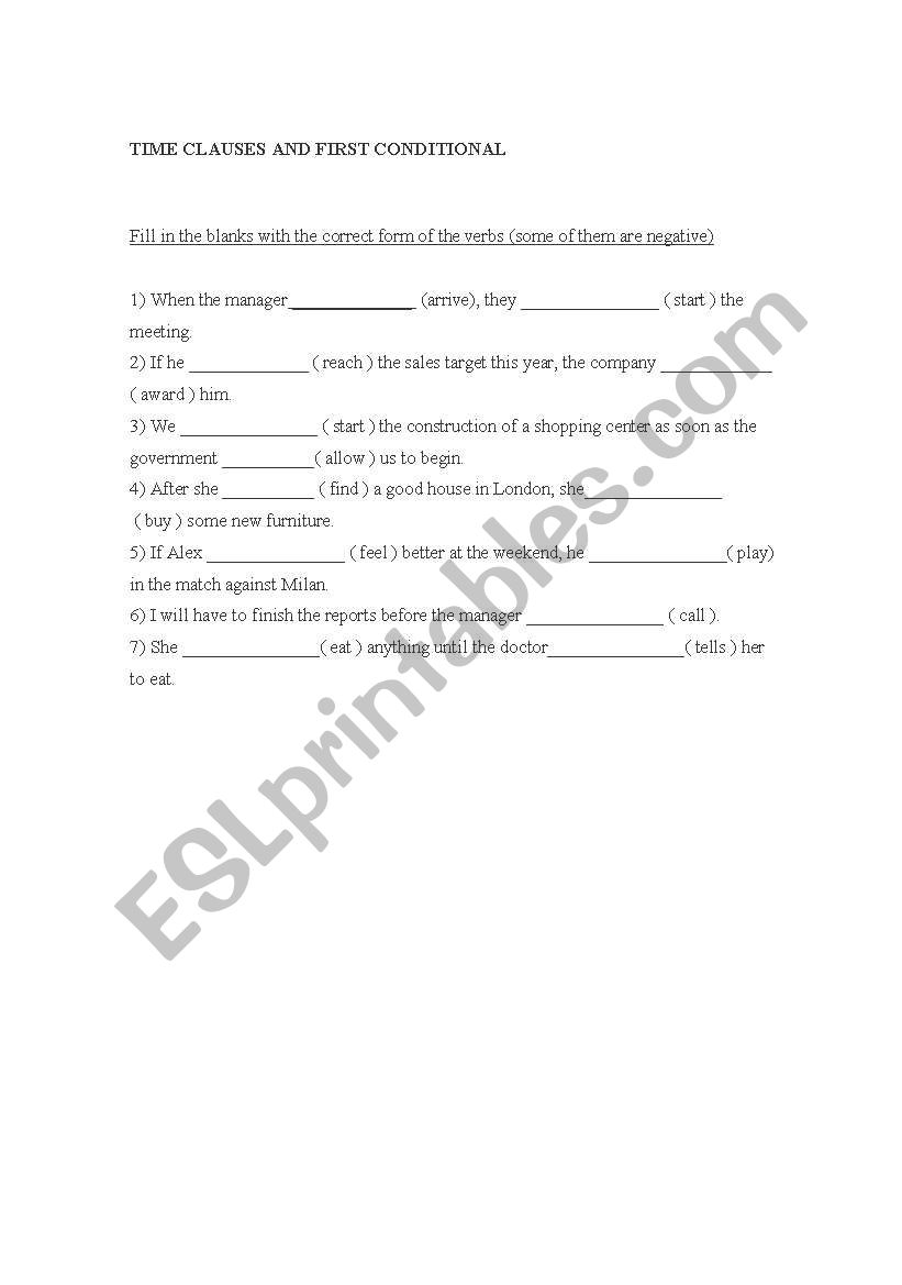 Time clauses and first conditional sentences