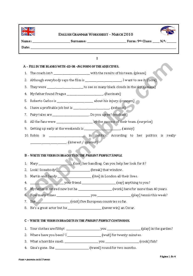 Grammar Worksheet worksheet