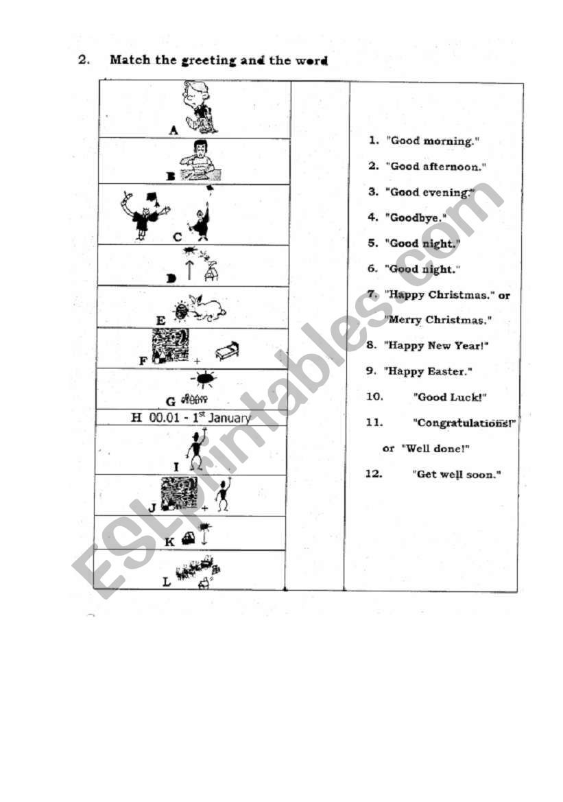 Greetings  worksheet