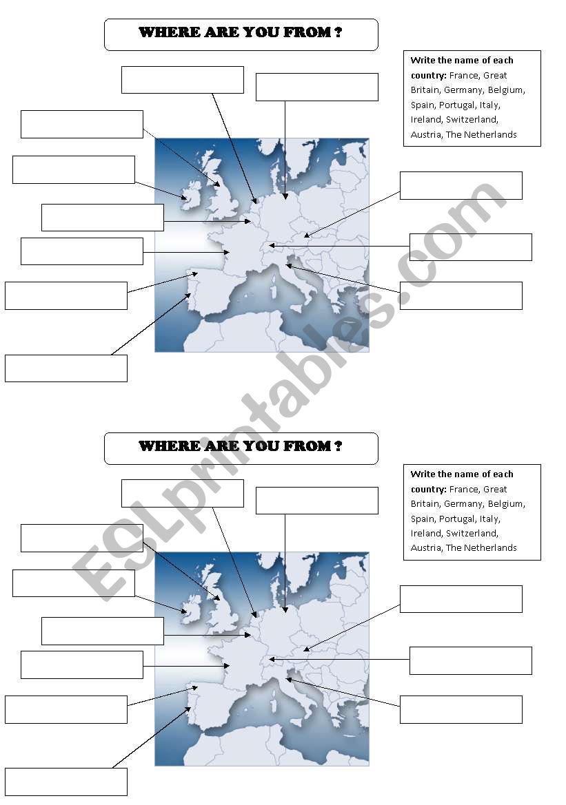 Where are you from? worksheet