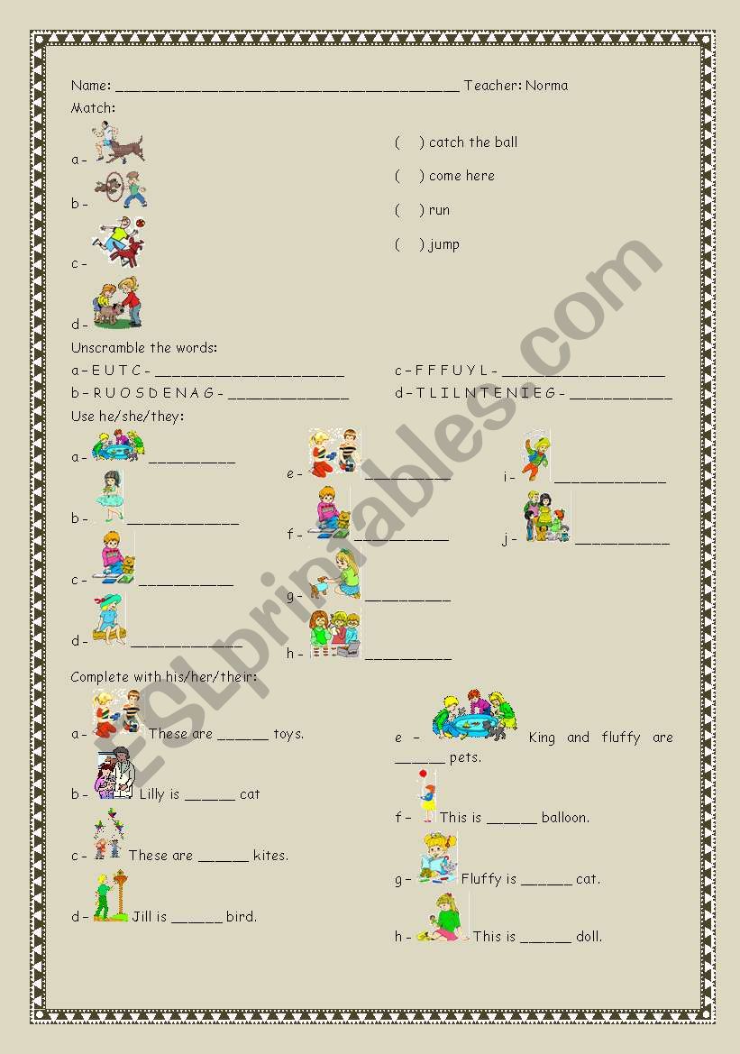 Pronouns worksheet