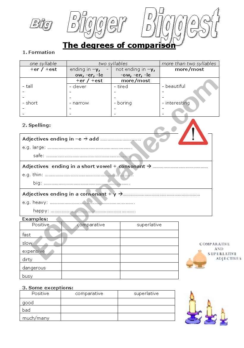 Degrees of comparison worksheet