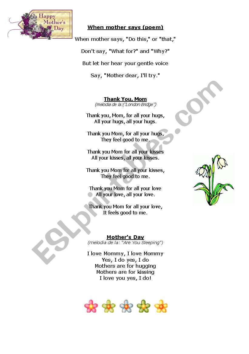 Mothers day worksheet