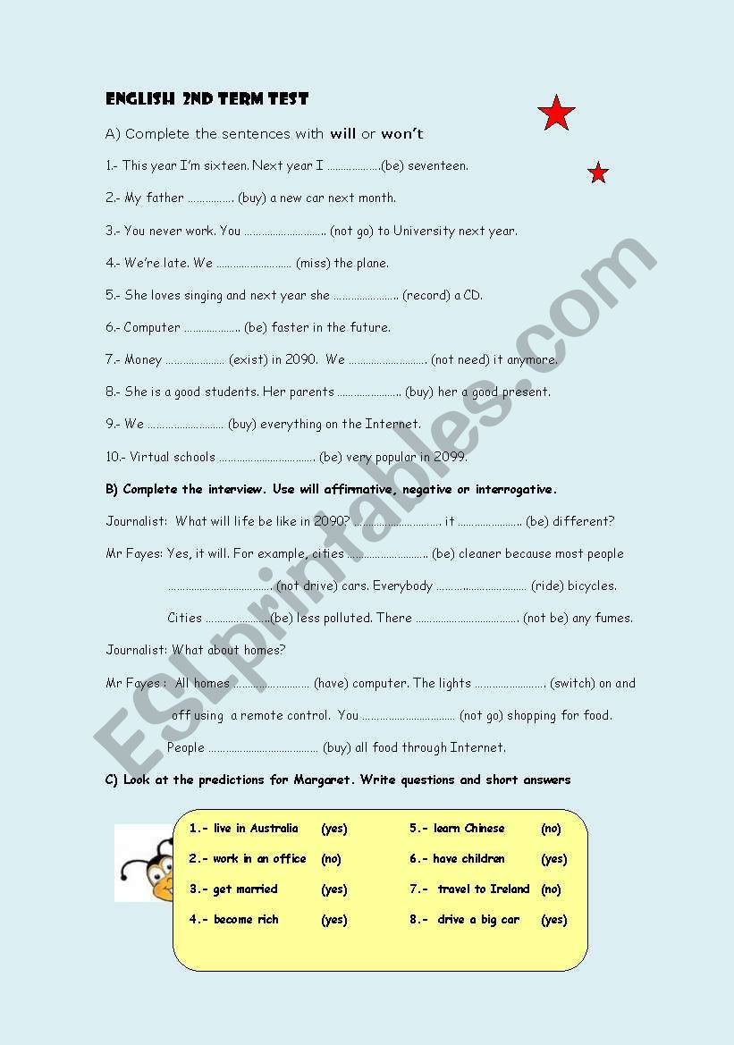 English test worksheet