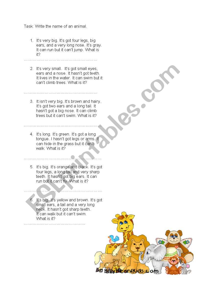 animals worksheet