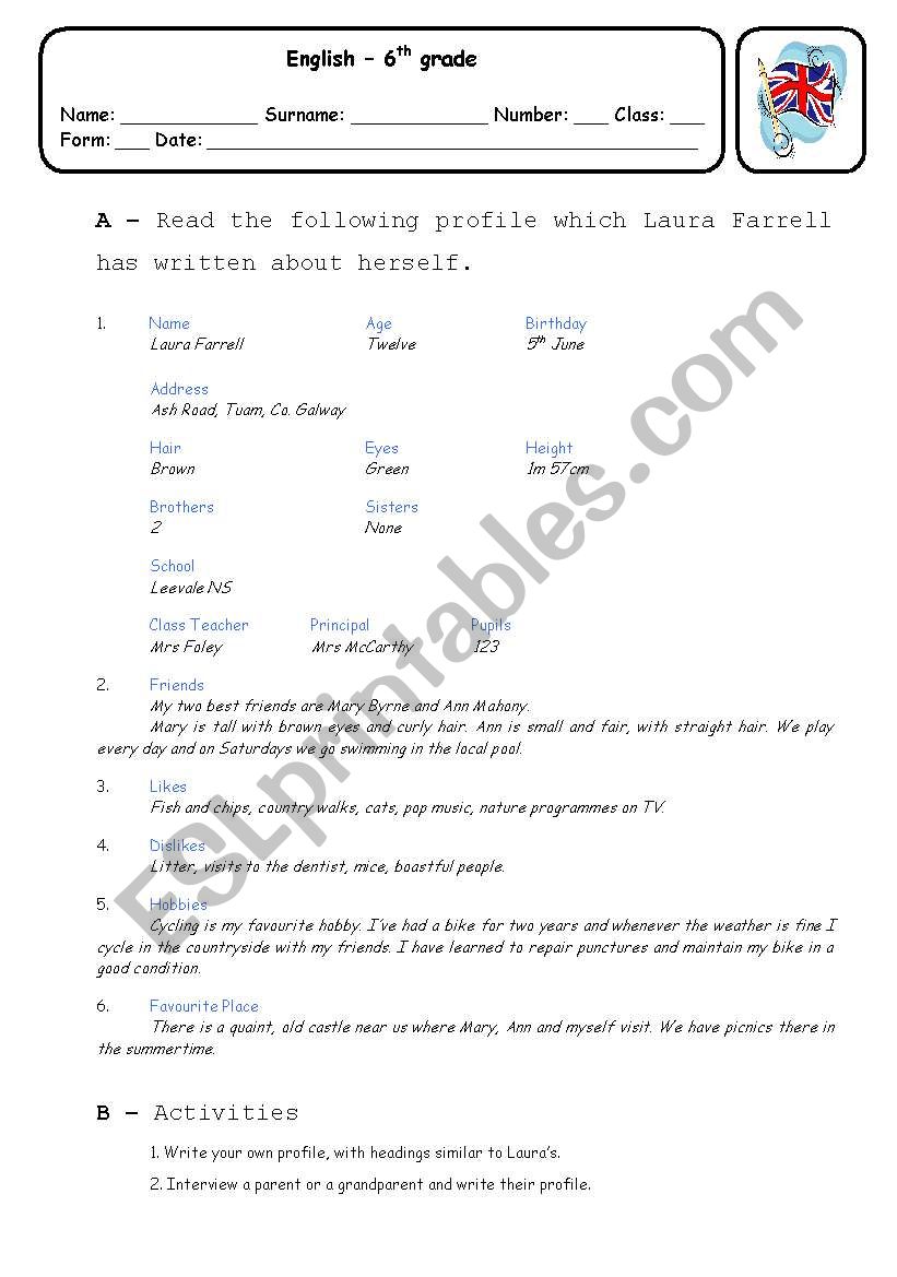 Profile worksheet