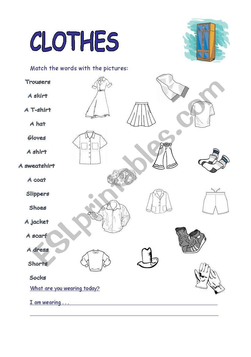 Clothes matching activity worksheet