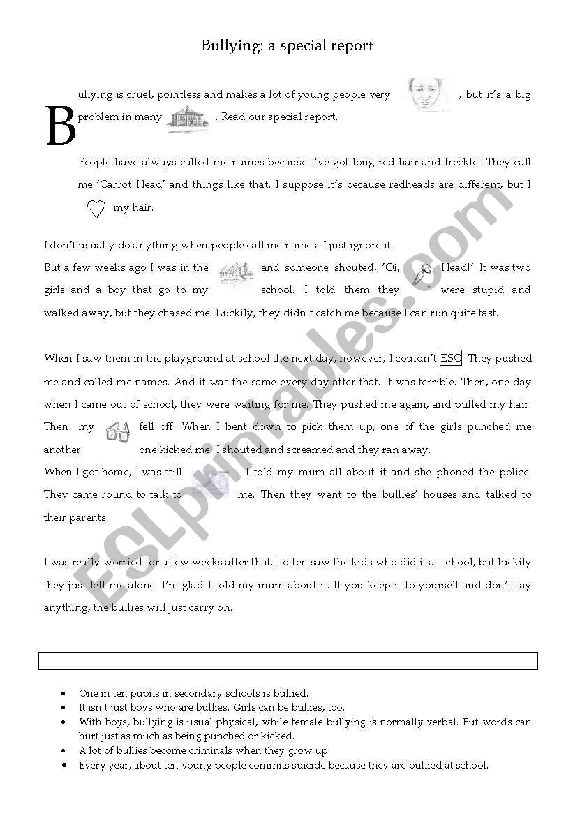 Bullying worksheet