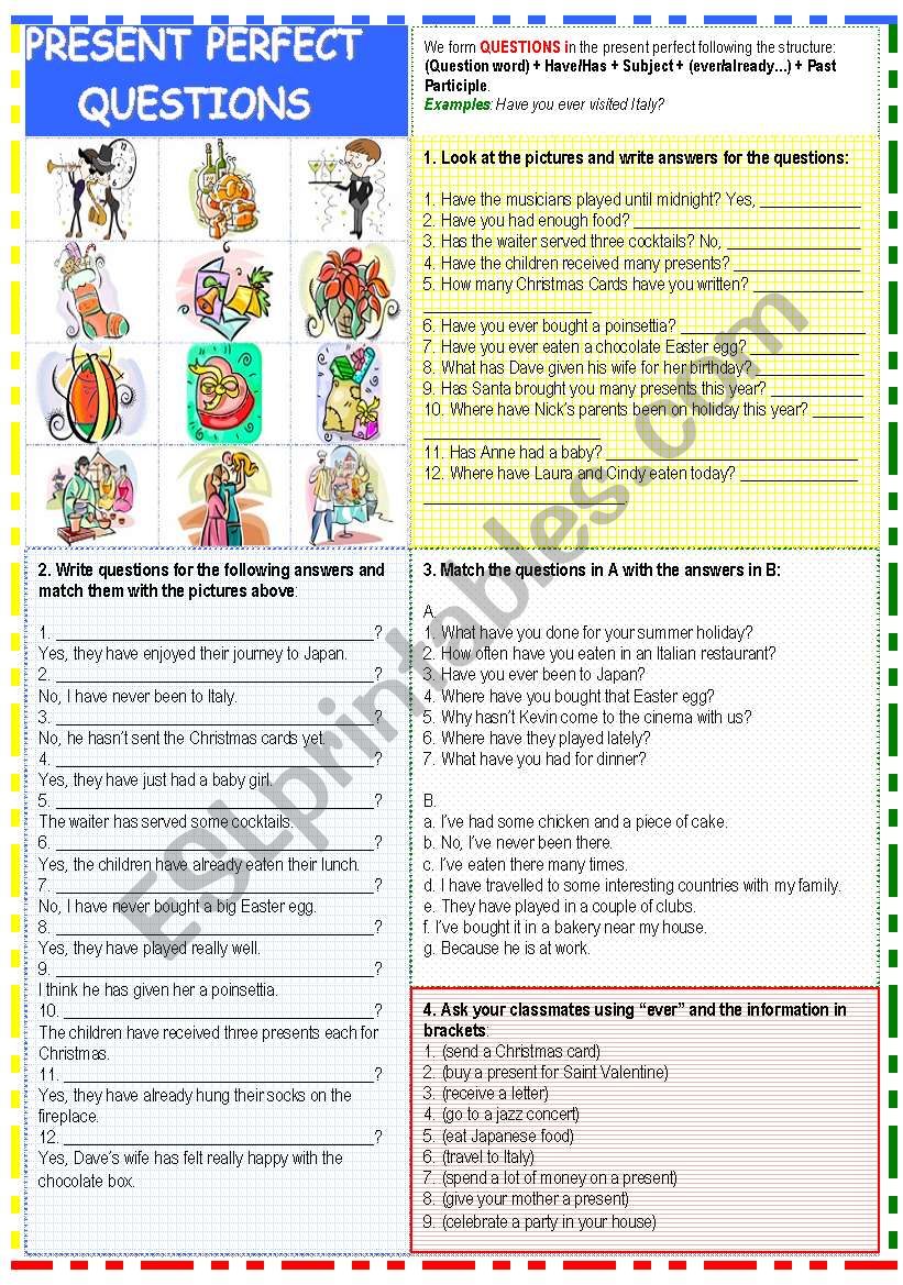 Present Perfect Questions worksheet