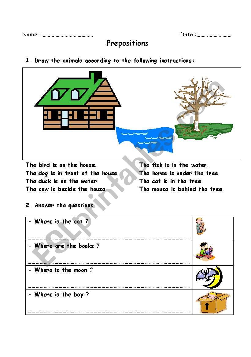 Prepositions worksheet