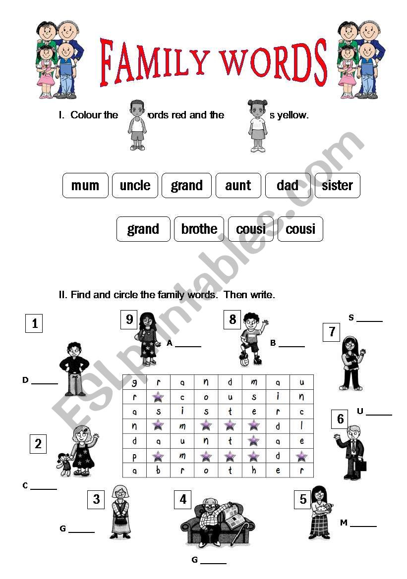 Family Vocabulary worksheet