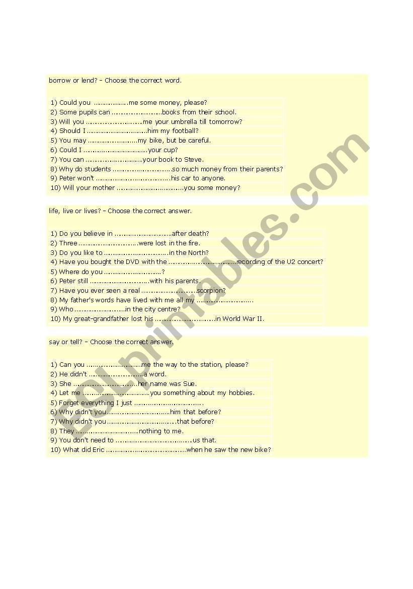 False friends worksheet