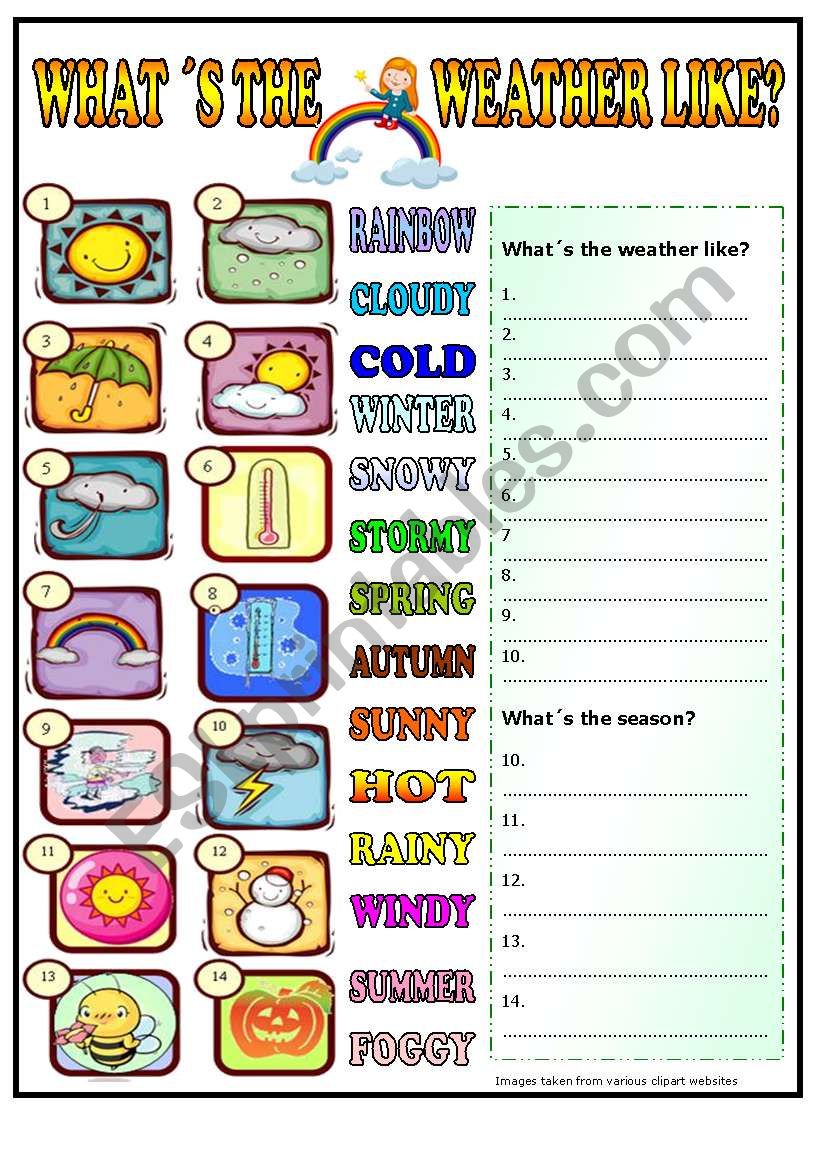 What S The Weather Like Bw For Beginners Esl Worksheet By Jazuna