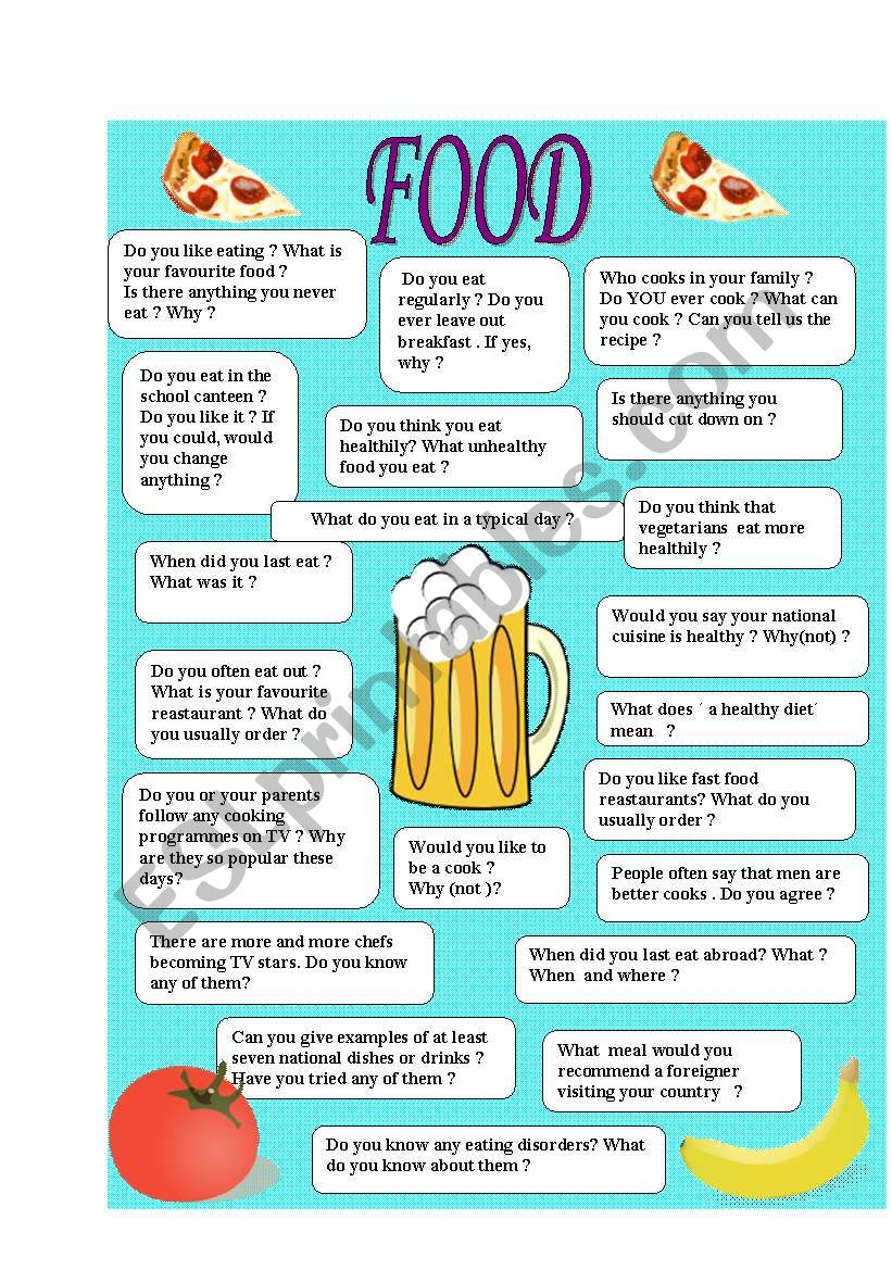 Food - speaking worksheet