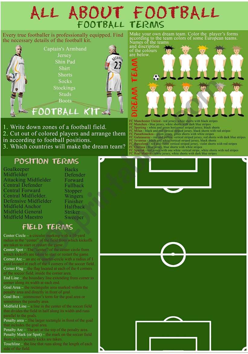 All about football worksheet