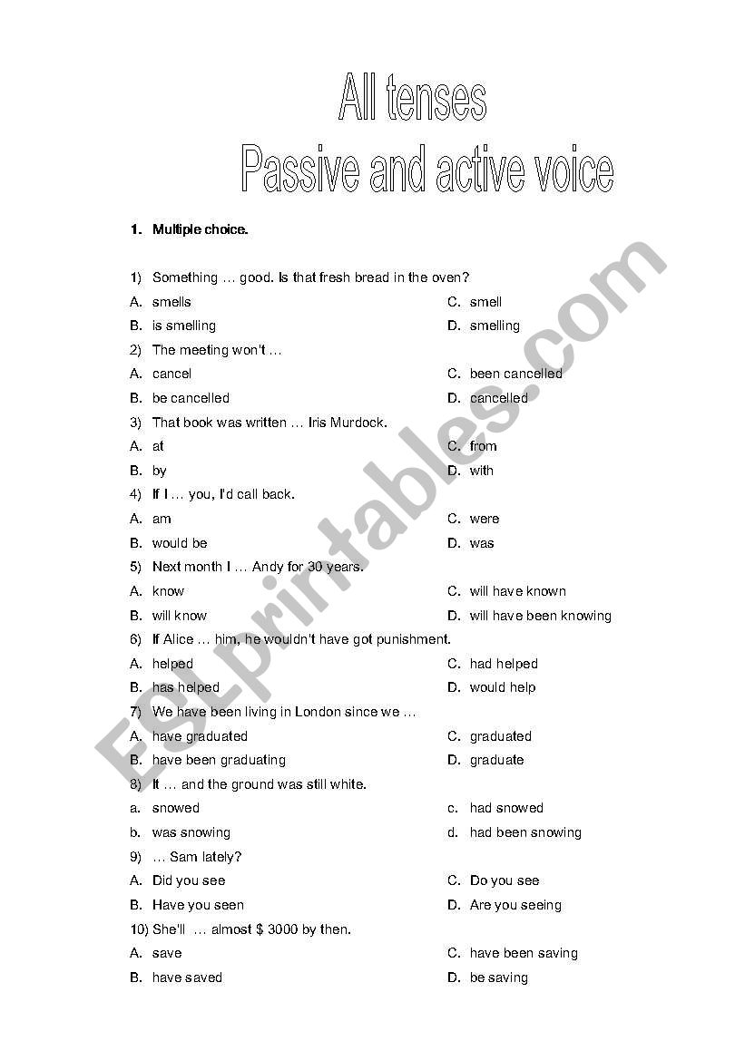 All tenses, active and passive voice practice