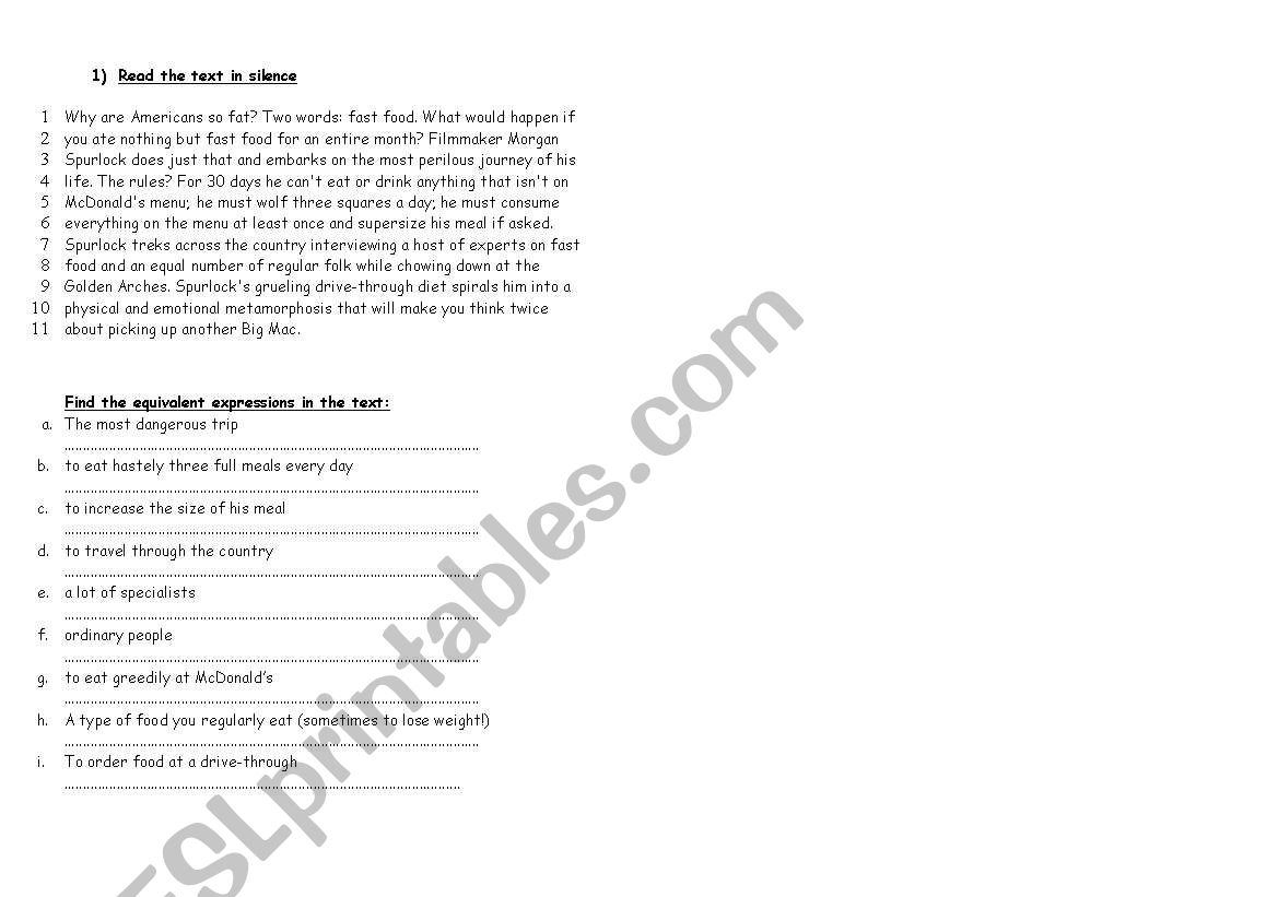 Supersize me / Pitch worksheet