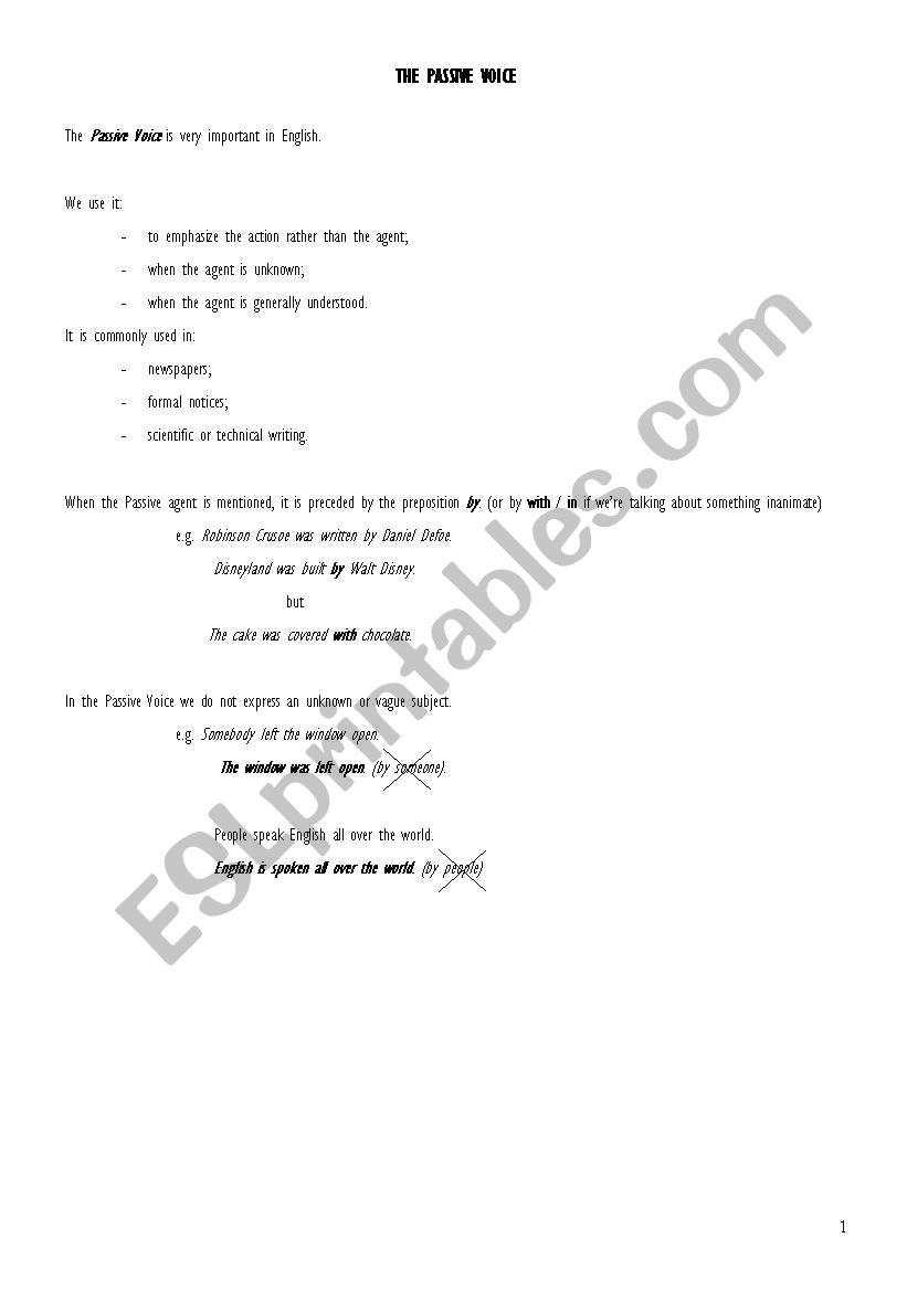 passive voice worksheet