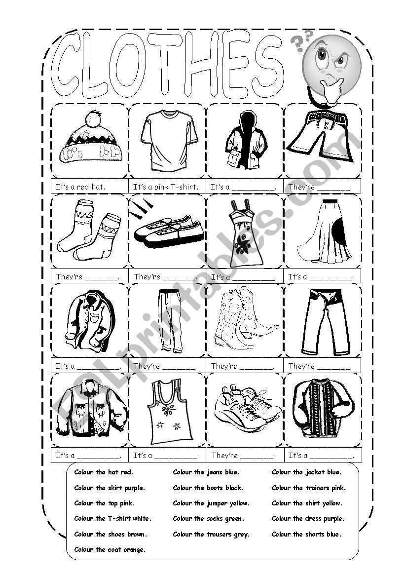 Colouring Clothes Detailed Vocabulary