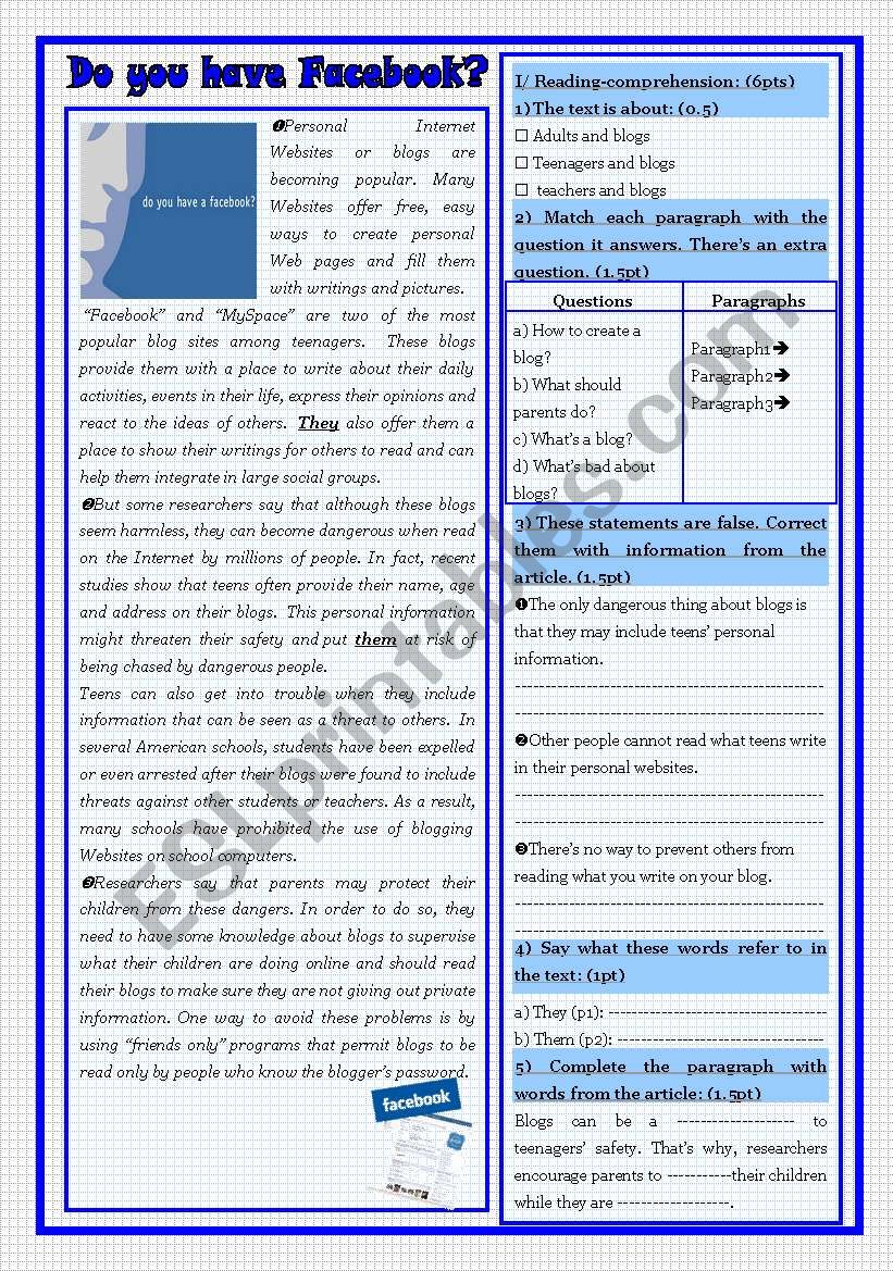 test: reading/ language and writing