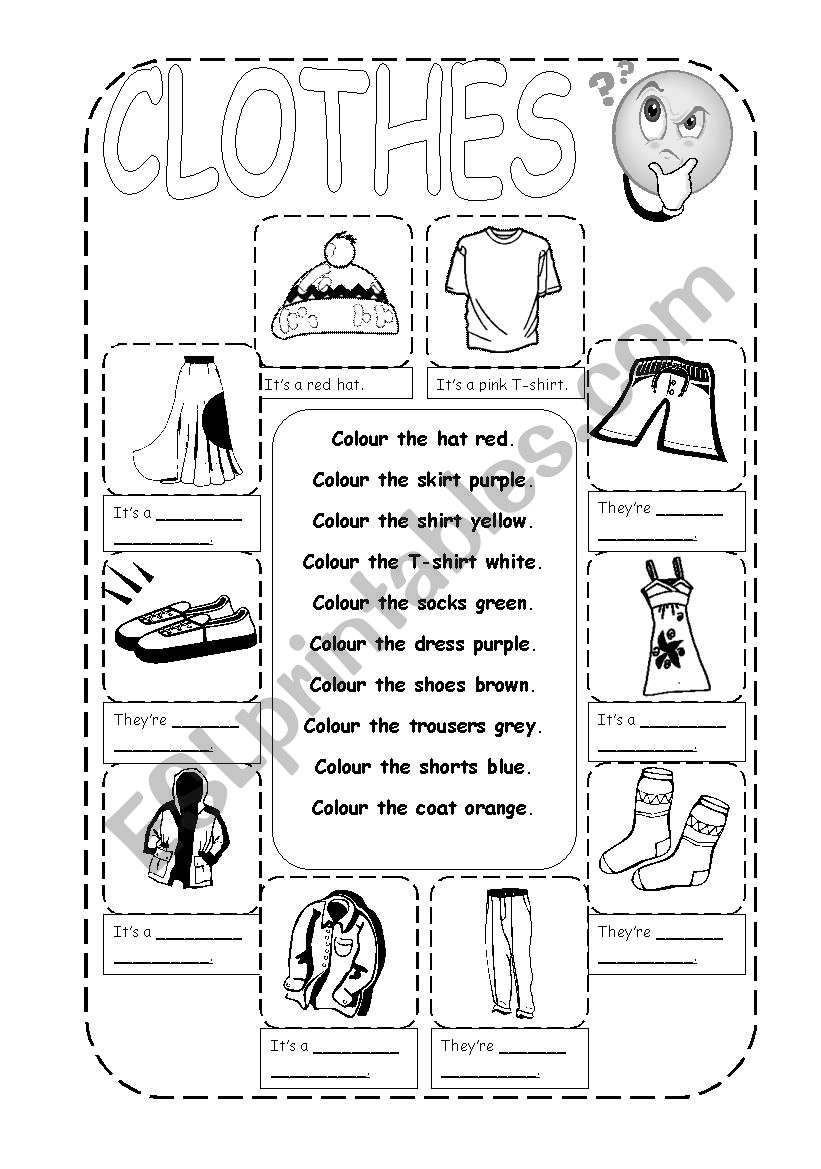 Colouring Clothes Basic Vocabulary