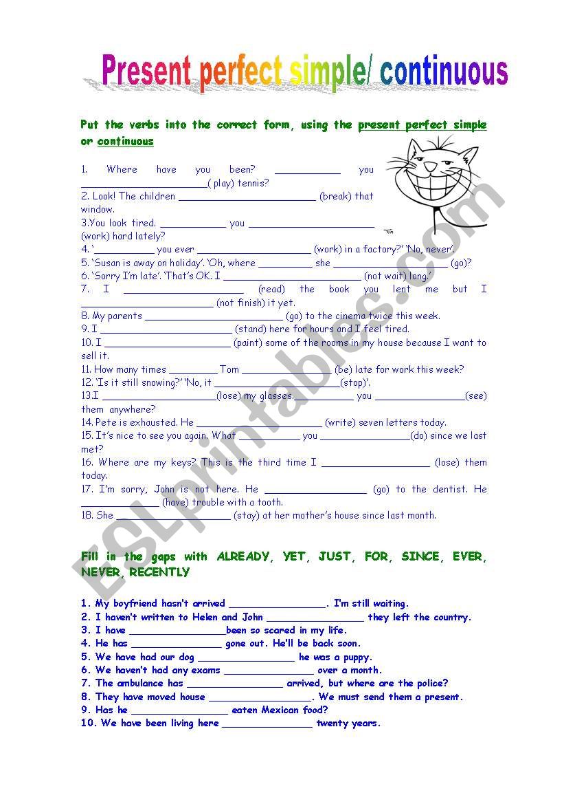 Present perfect simple/ Present perfect continuous