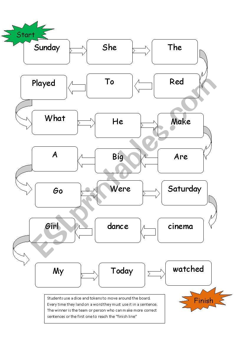 The sentence game worksheet
