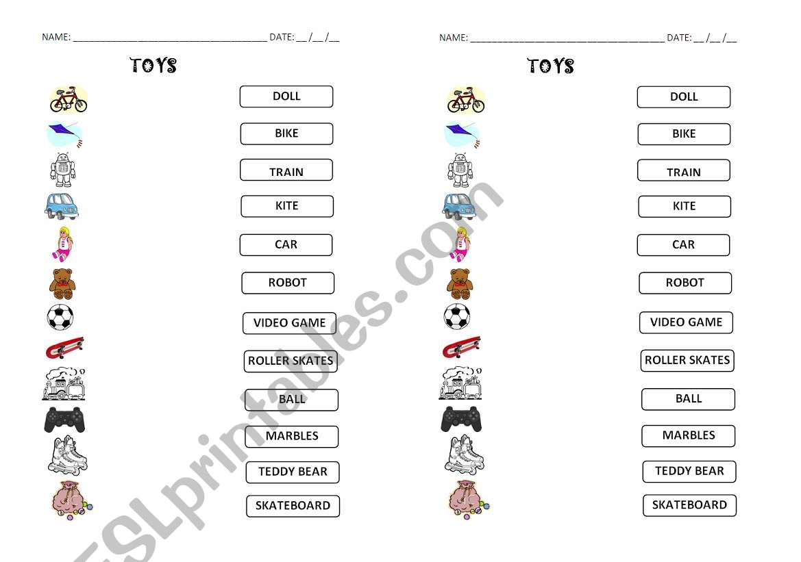 Toys - link worksheet