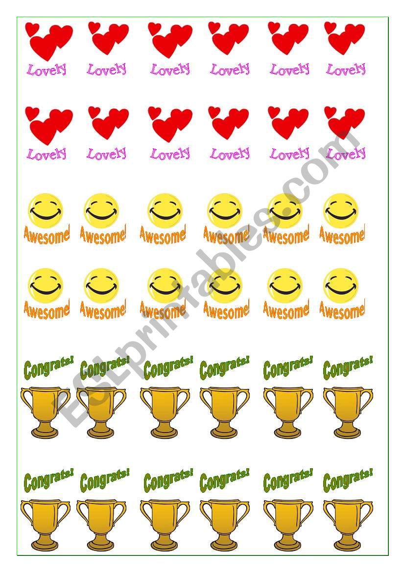 Motivational stickers worksheet