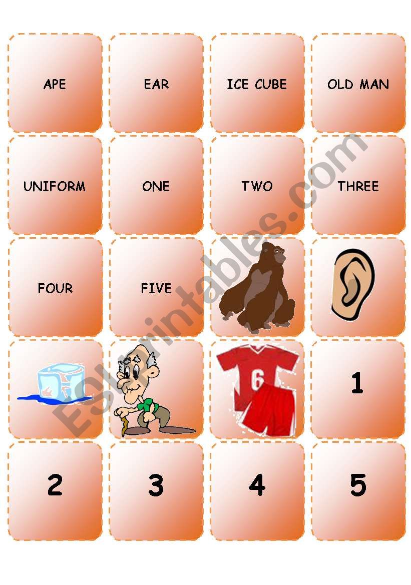 Memory games worksheet