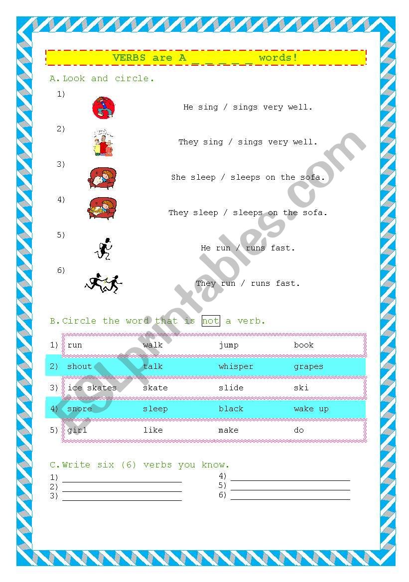 Verbs worksheet