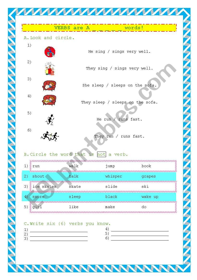 Verbs worksheet