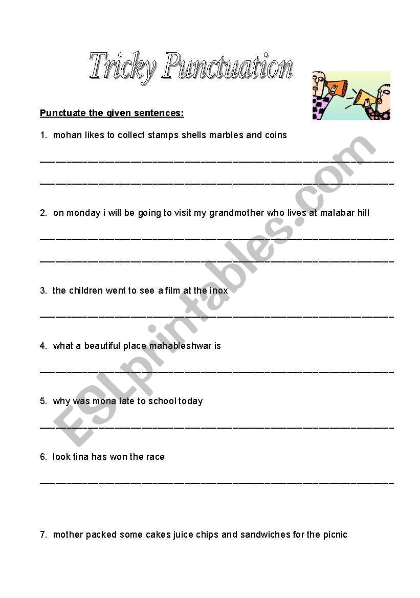 Punctuations worksheet