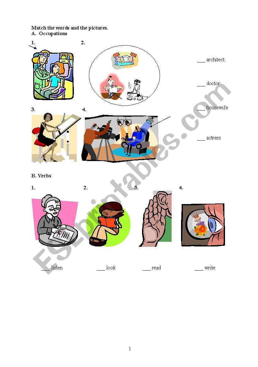 occupation worksheet