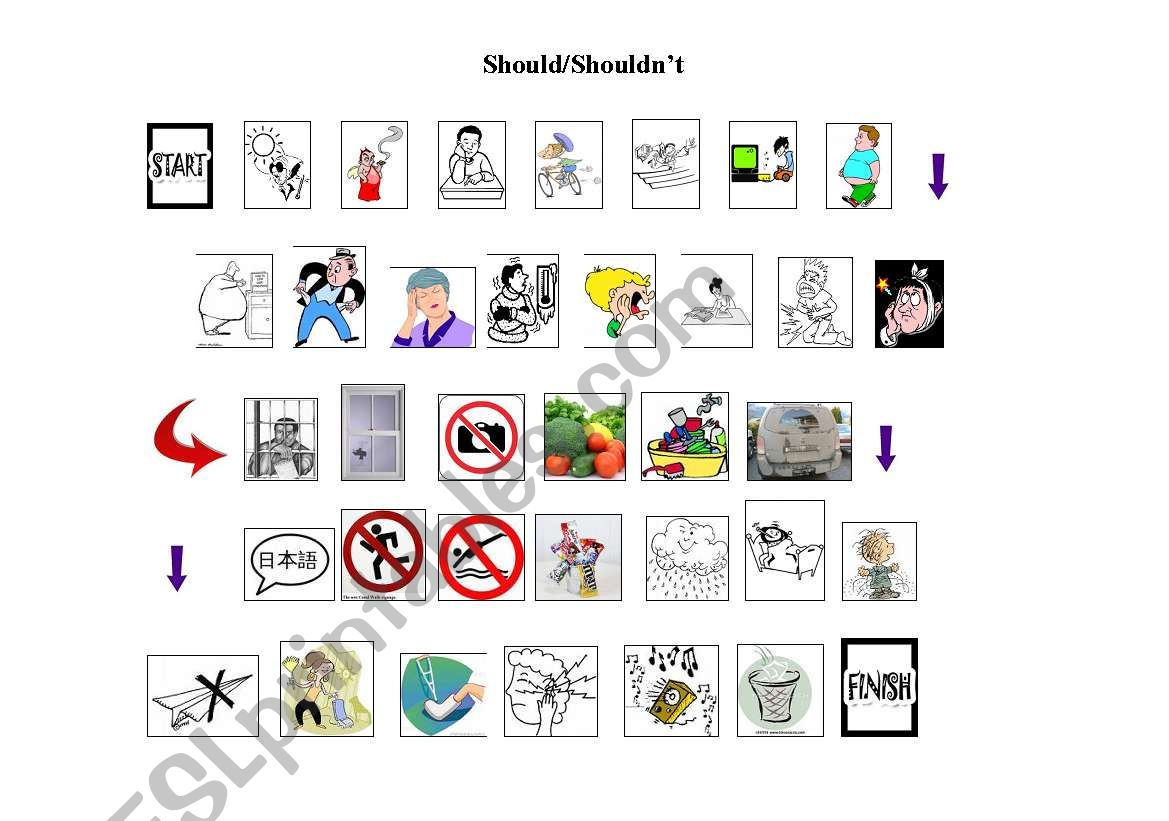 Should/ShouldnÂ´t board game worksheet