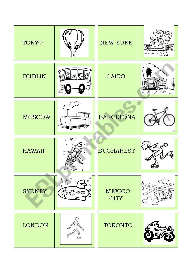 travelling dominoes worksheet