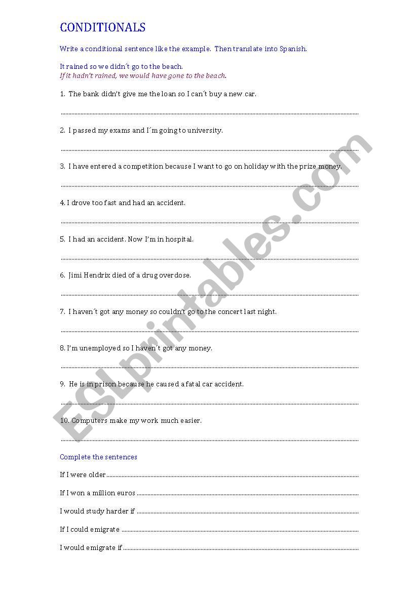 CONDITIONALS worksheet