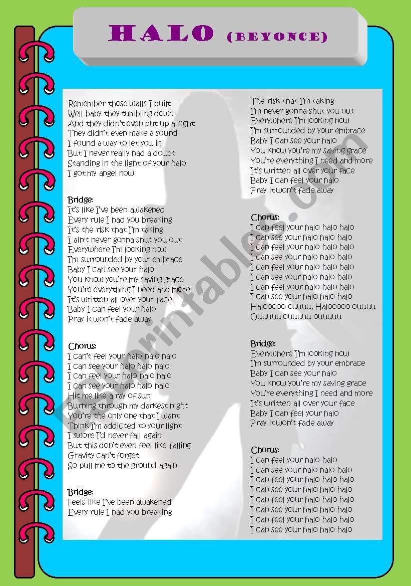 Halo (BeyonceÂ´s song) worksheet
