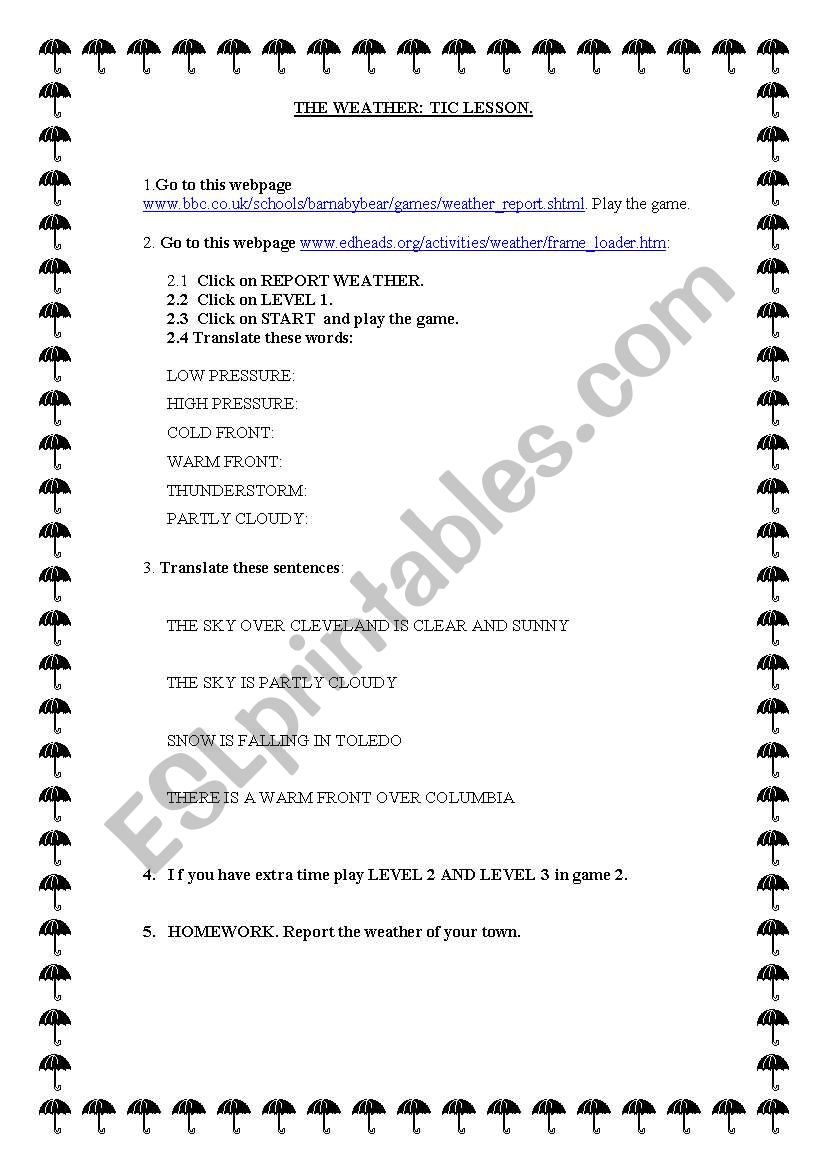 THE WEATHER worksheet