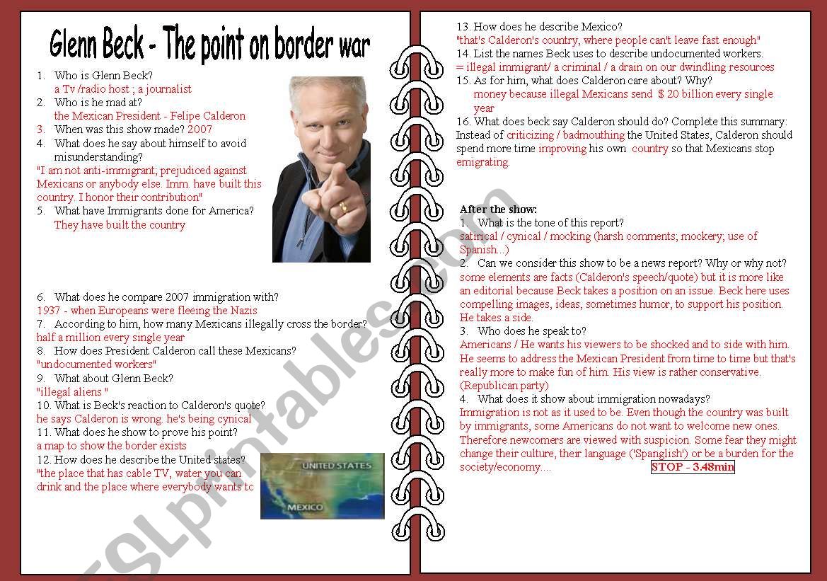 Immigration - Glenn BeckÂ´s show -  key