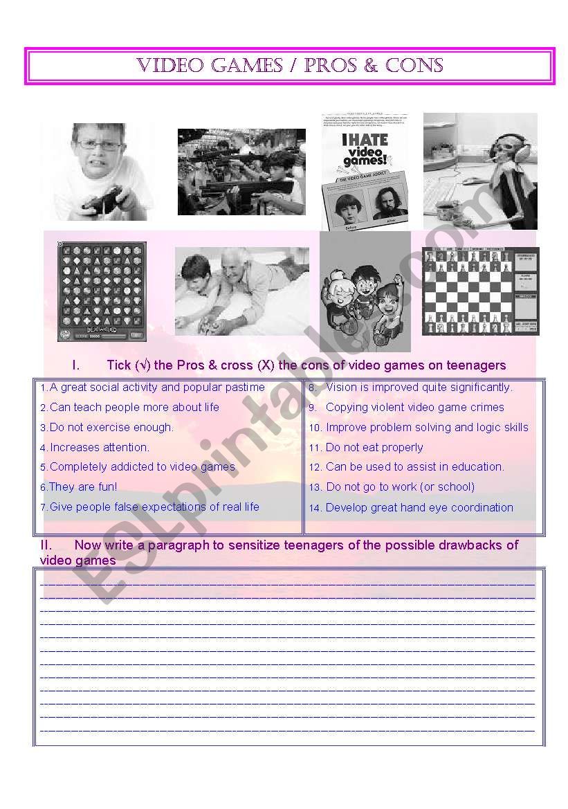 Video Games worksheet